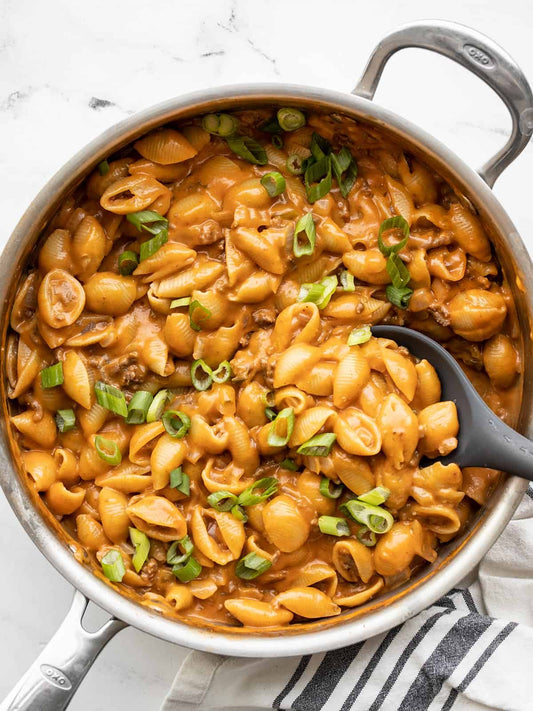 Fantastic one pot cheeseburger pasta